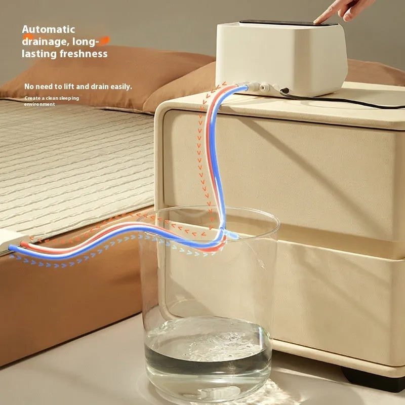 Aideng white electric water blanket with plush surface and smart host, shown in 1.4m and 1.8m width options.