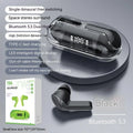 Transparent digital display case for a wireless Bluetooth headset with colour options of pink, black, green, and white.