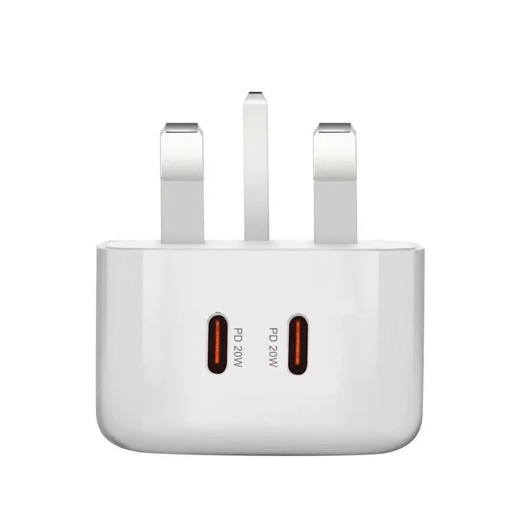 White PD40W Type-C fast charger head with compact design