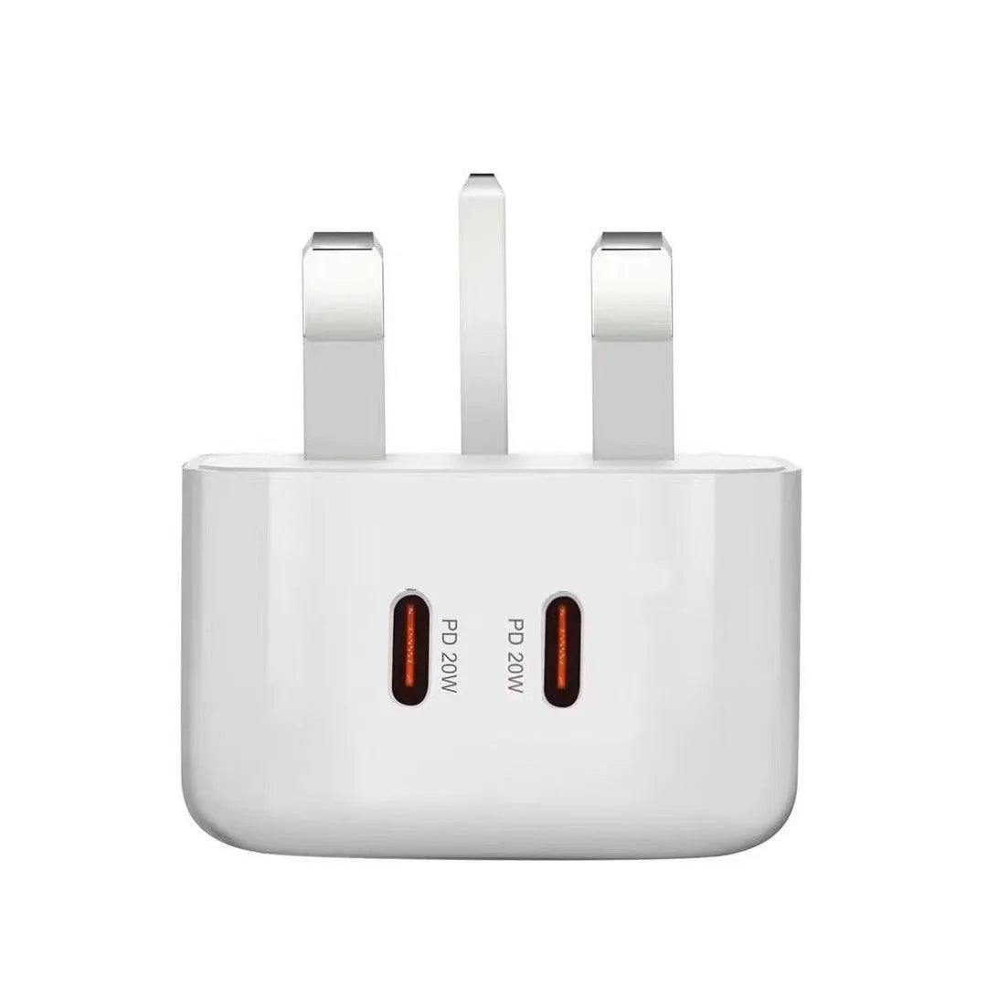 White PD40W Type-C fast charger head with compact design