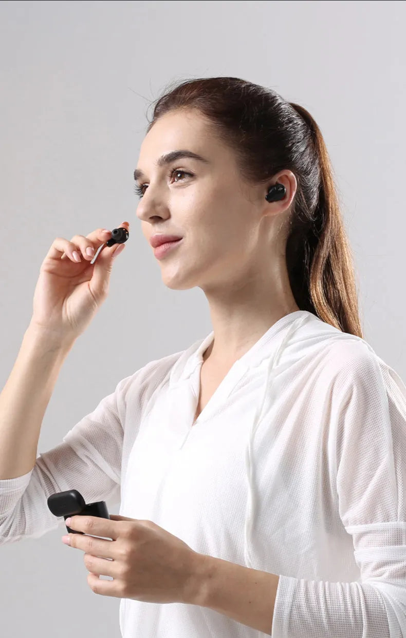 Pearl white and magic night black true wireless Bluetooth sports headphones with in-ear design