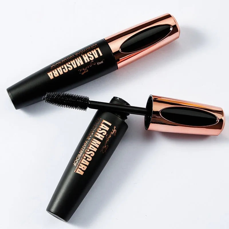 Black waterproof mascara with thick curling formula in standard packaging