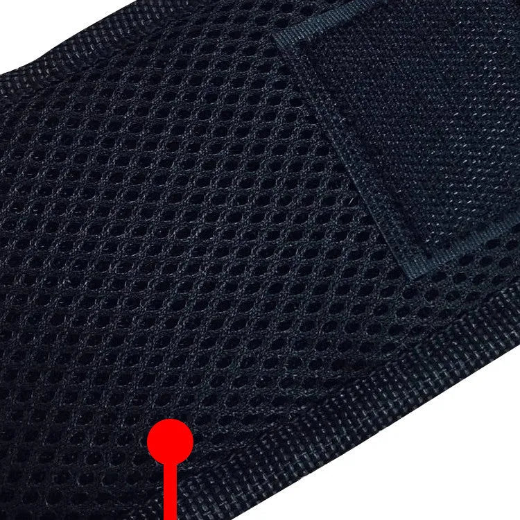 Black Oxford cloth magnetic tool wristband with 15 grid pockets and Velcro strap laid flat