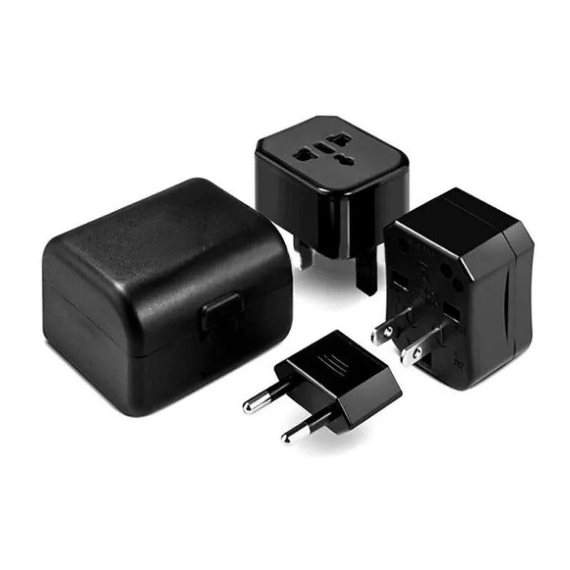 Multi-function conversion plug 2100mA USB with black casing and two USB ports