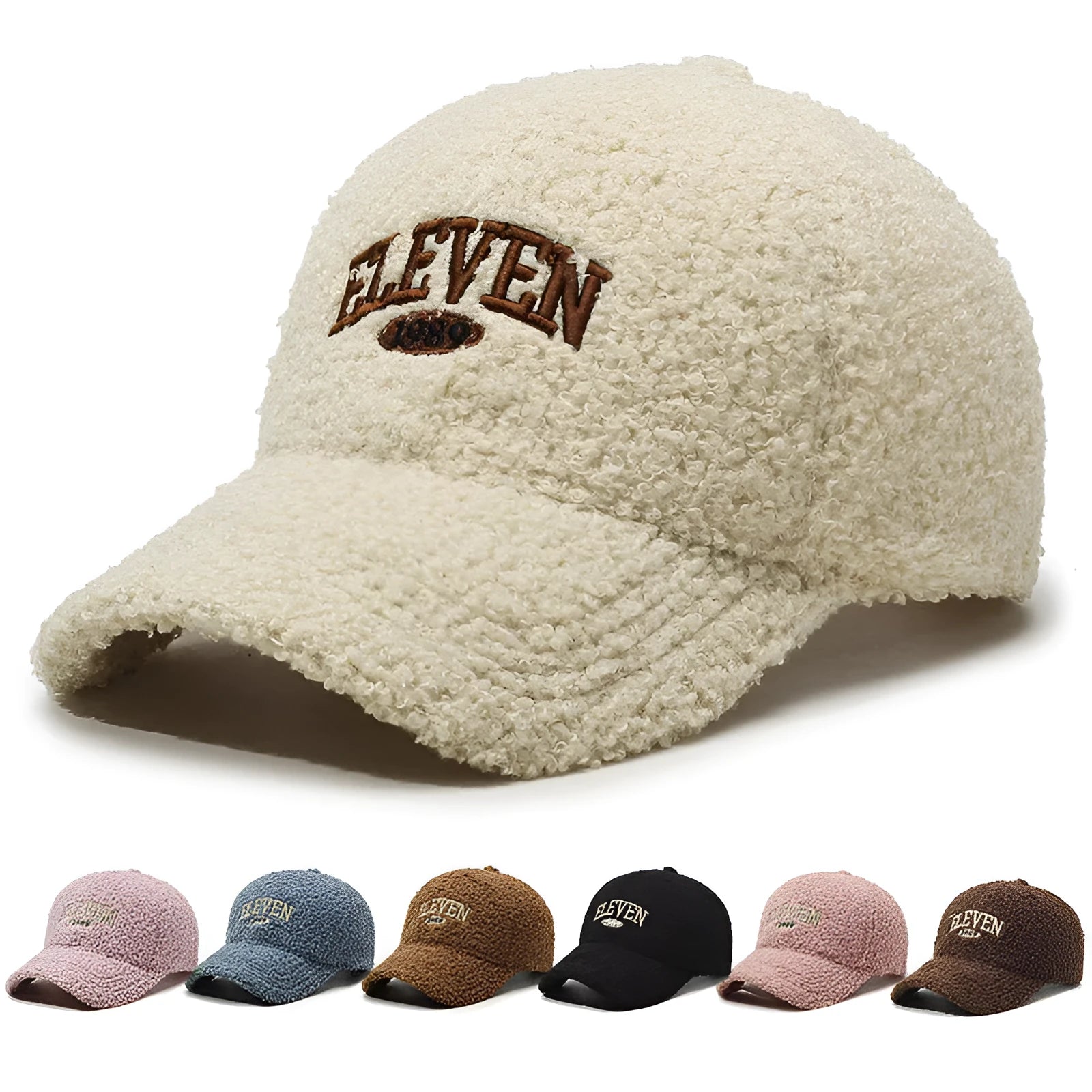 Winter baseball cap in machine-embroidered polyester with adjustable strap and dome crown in seven colour options