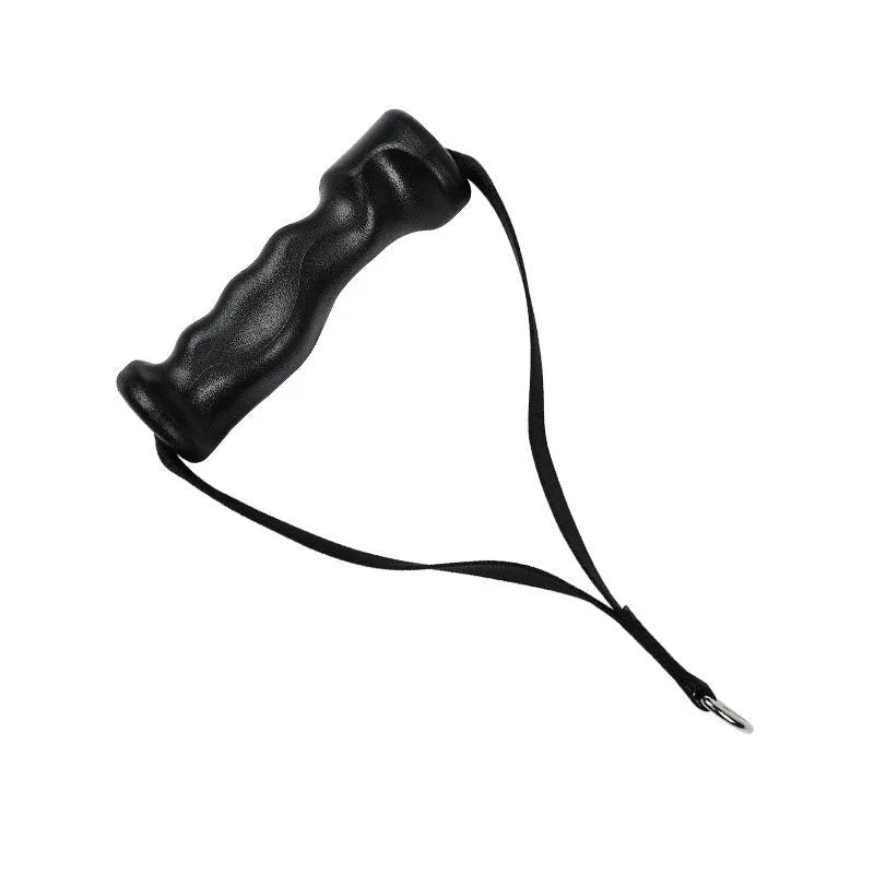 Black alloy ergonomic handle chest expander tension rope on white background