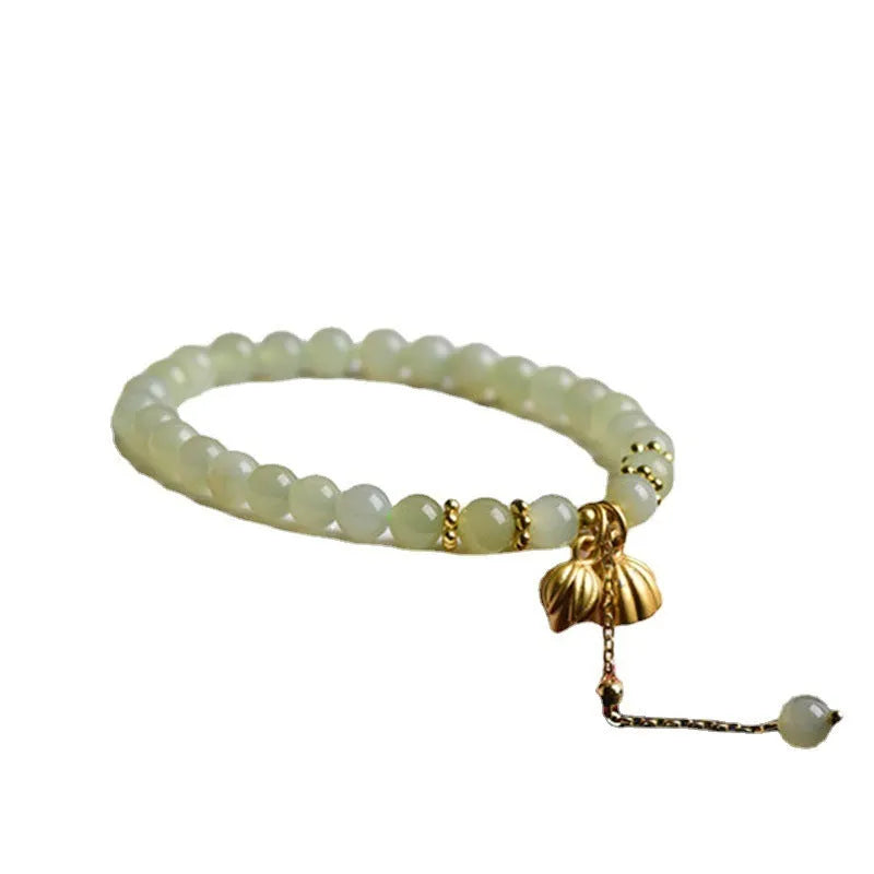 Shihuan natural Hetian Jade bracelet with Fu character and constellation design, 6mm size.