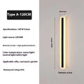 Straight outdoor LED wall lamp with wrought iron shell mounted on an exterior wall.