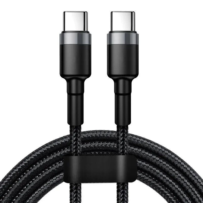 6A double USB Type-C cable, 120W fast charge, woven braided, silver or gold, 1m to 2.5m