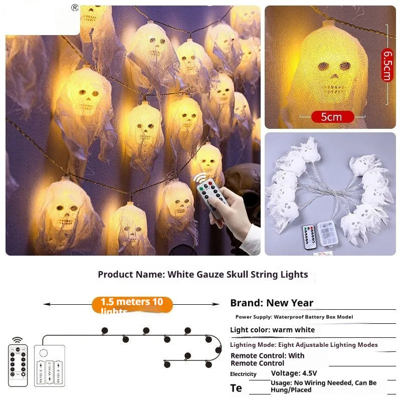 Halloween battery powered LED string lights in colour and warm white options for indoor wall decoration