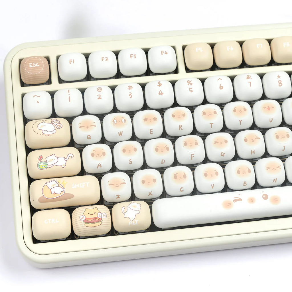 Steamed bread cat design mechanical keyboard keycap set with PBT construction and dye sublimation printing