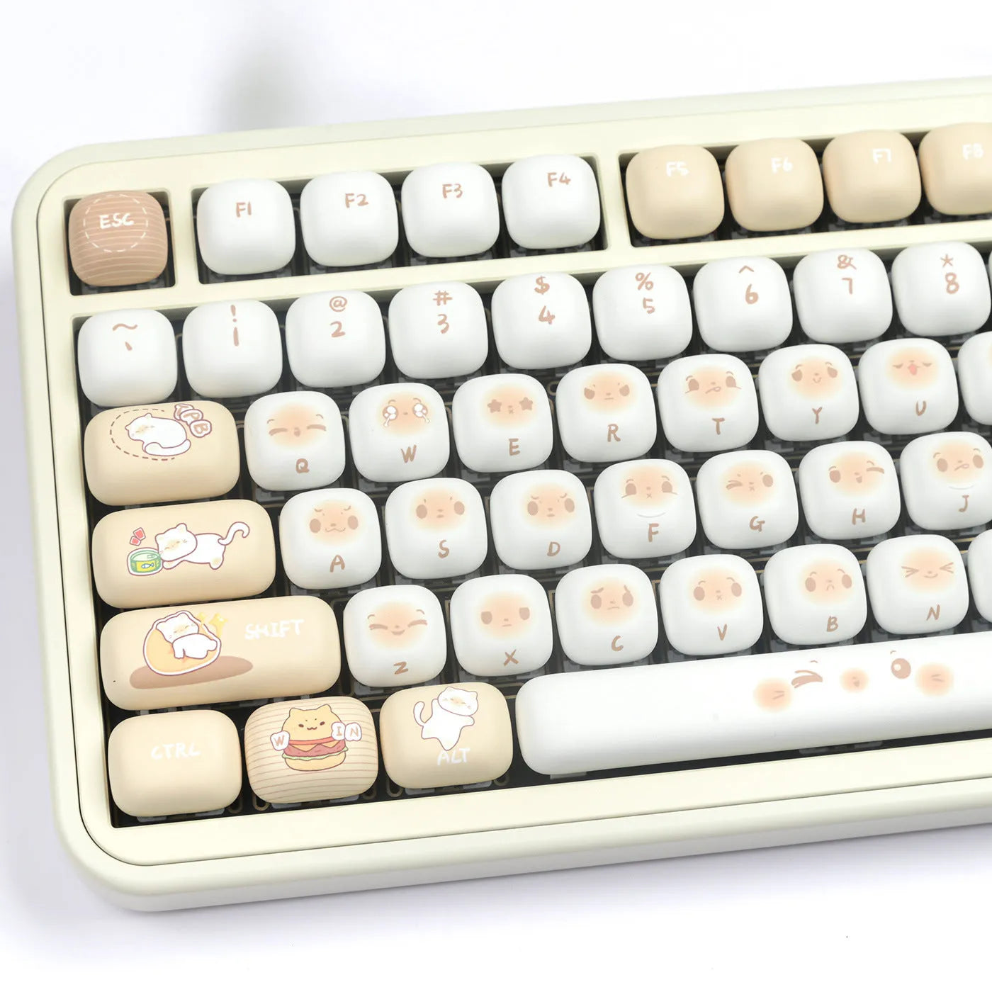 Steamed bread cat design mechanical keyboard keycap set with PBT construction and dye sublimation printing