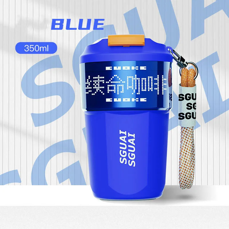 316 stainless steel portable coffee cup with 50mL capacity in blue, grey, orange, and white colour options.