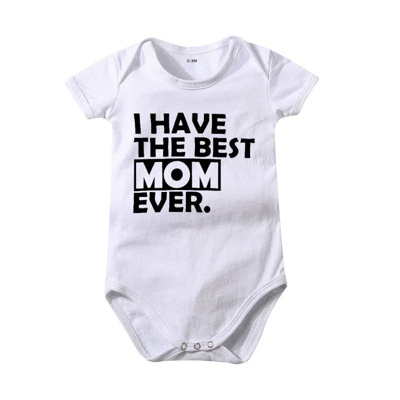 Newborn baby romper in cotton with thin section, colour A-HY1362-MOM, suitable for summer and spring, sizes 0-24 months.