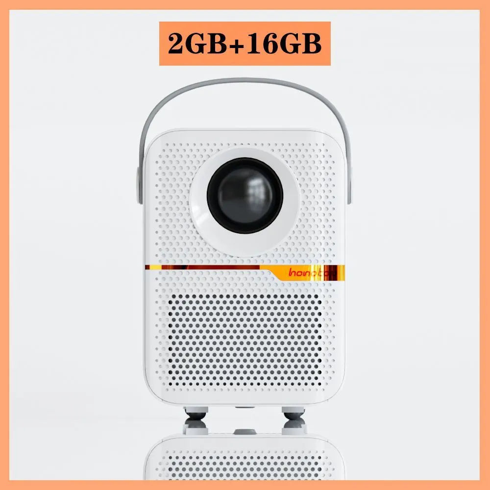 P10 2023 mini portable LCD projector in black, 720p resolution, Android system, with UK plug