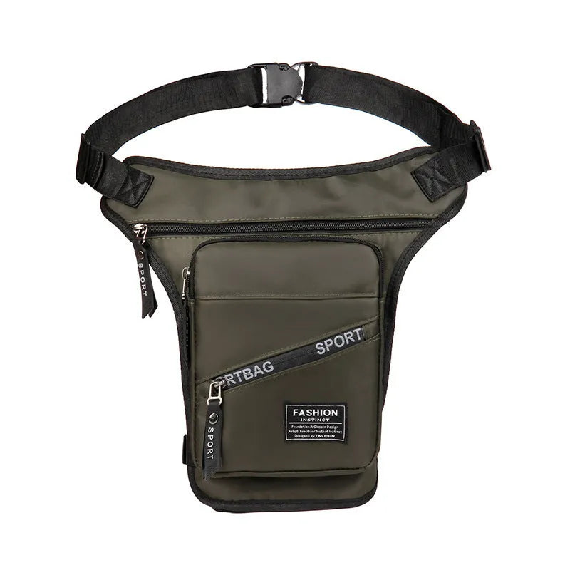 Men's black cycling leg crossbody bag with waterproof nylon construction