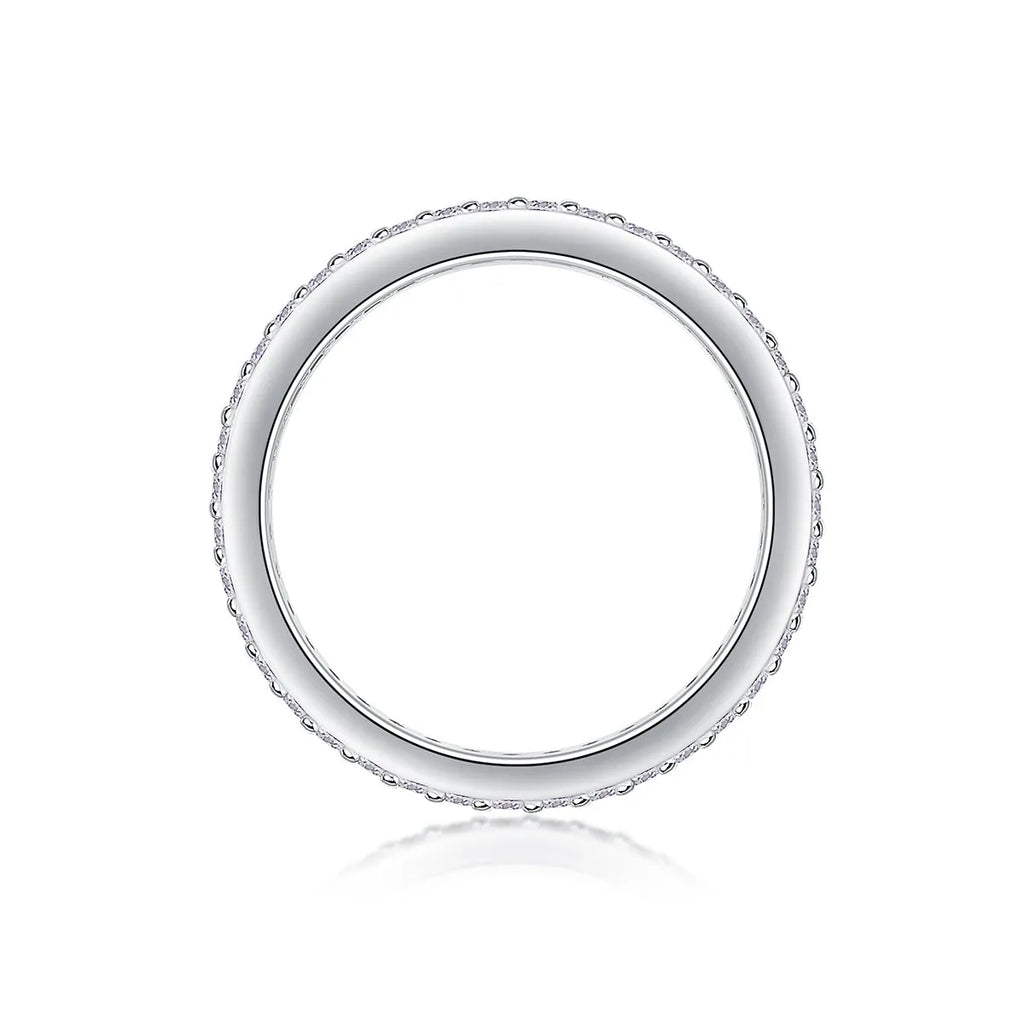 Starry River wedding ring set with moissanite stone in S925 silver with platinum plating, gift box packaging