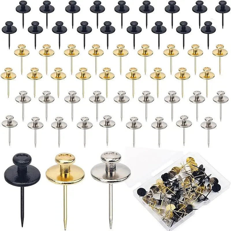 Fancy metal thumb tack for corkboard decoration in black gold silver bronze mixed colour