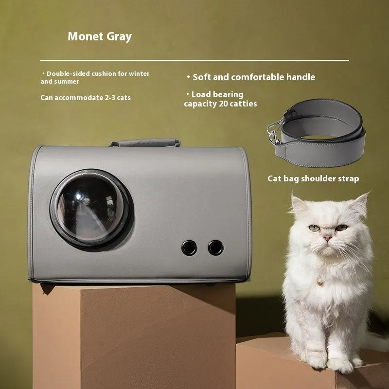 Portable pet carrier bag for cats and small dogs with shoulder strap
