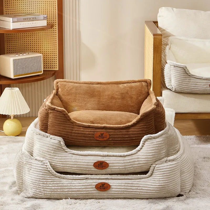 Universal kennel for small medium dogs with removable washable cover in Coffee colour on soft cushion