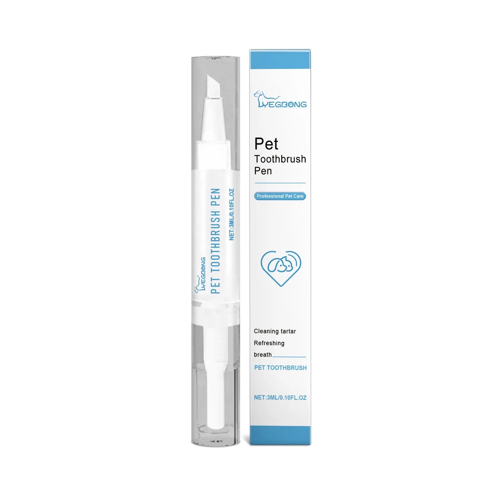 Pet teeth cleaning brush with 3ml toothpaste tube for dog and cat dental hygiene