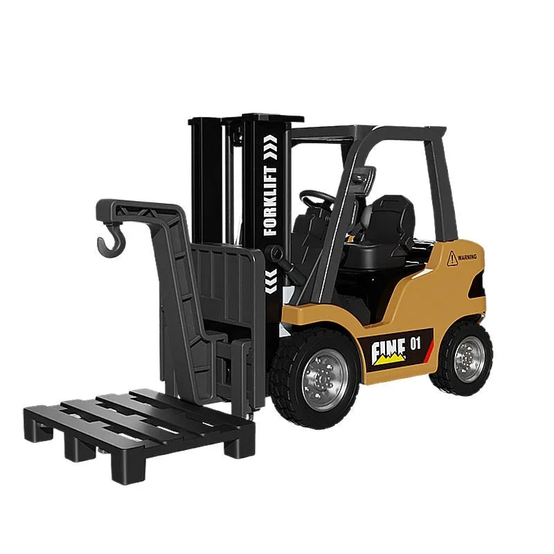 1:64 scale alloy remote control forklift truck with Bluetooth connectivity and obstacle accessories
