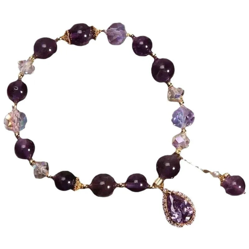 Purple amethyst crystal bracelet for women with micro inlay gemstone setting