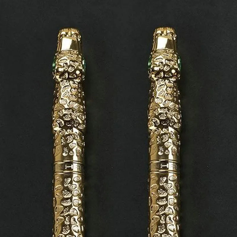 Embossed metal business pen in ancient silver or gold finish with OPP gift packaging