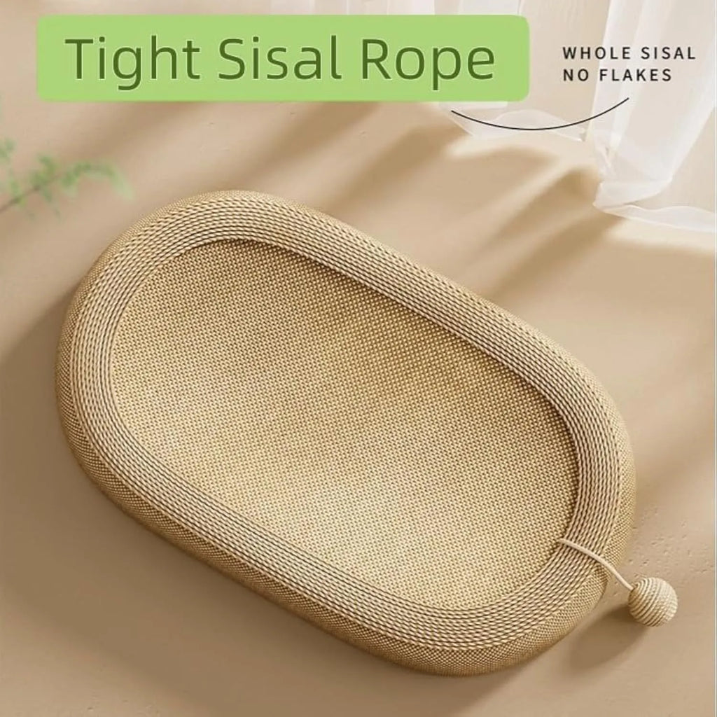 Large natural sisal cat scratching board with lounge platform for cats