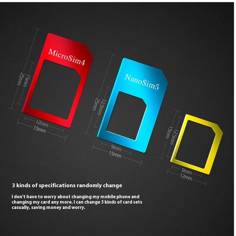 Five-piece aluminium alloy SIM card adapter sleeve set in metal card sleeve colour