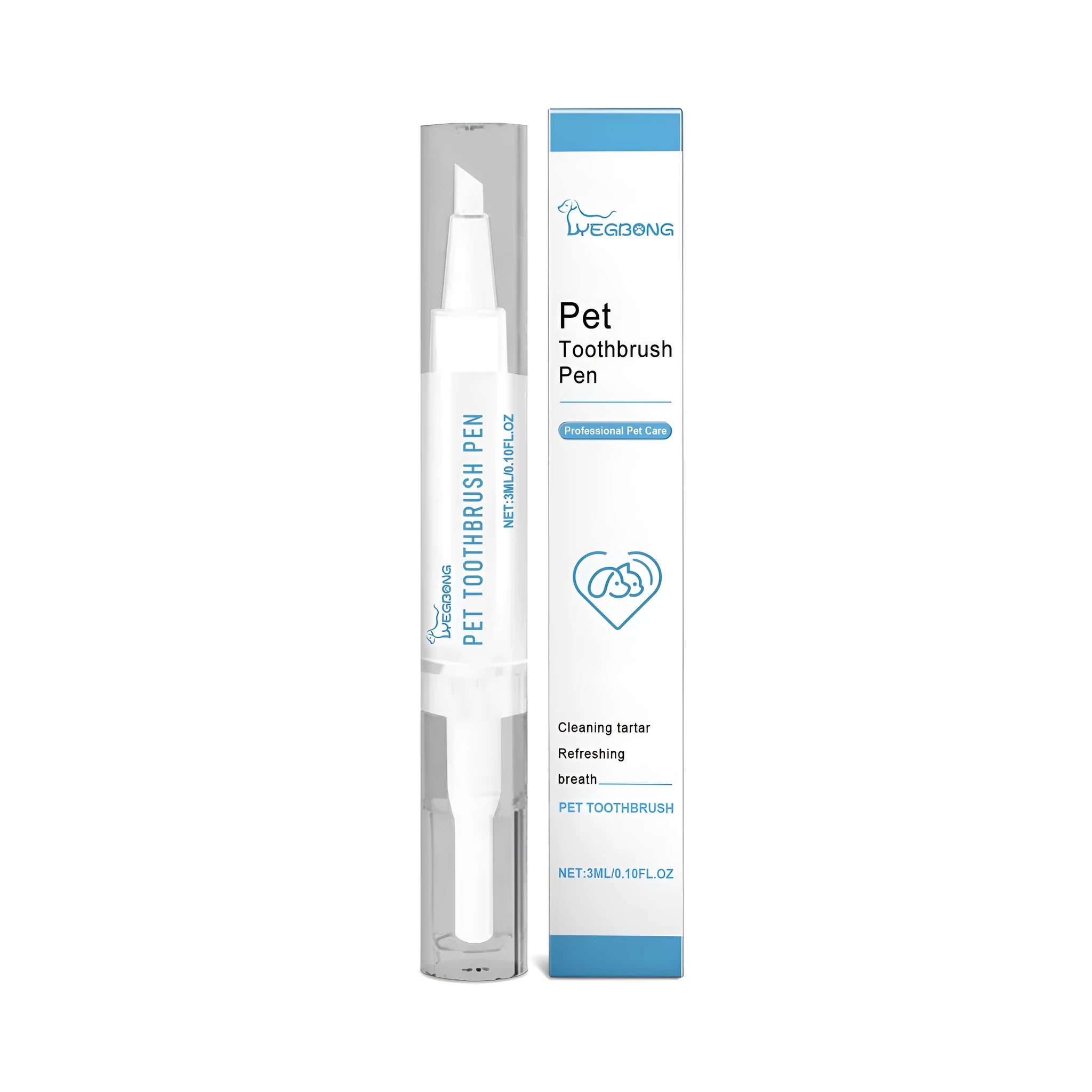 Pet teeth cleaning brush with 3ml toothpaste tube for dog and cat dental hygiene