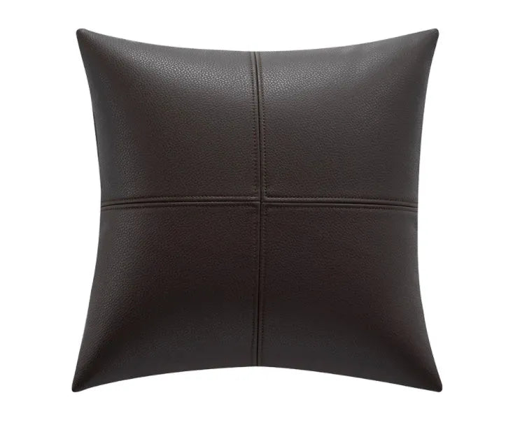 Solid colour soft cowhide leather pillow cover in Nordic style with three size options