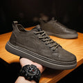 Men's autumn leisure kitchen chef waterproof flat shoes in H13 Black with round head, front lace-up, and rubber sole