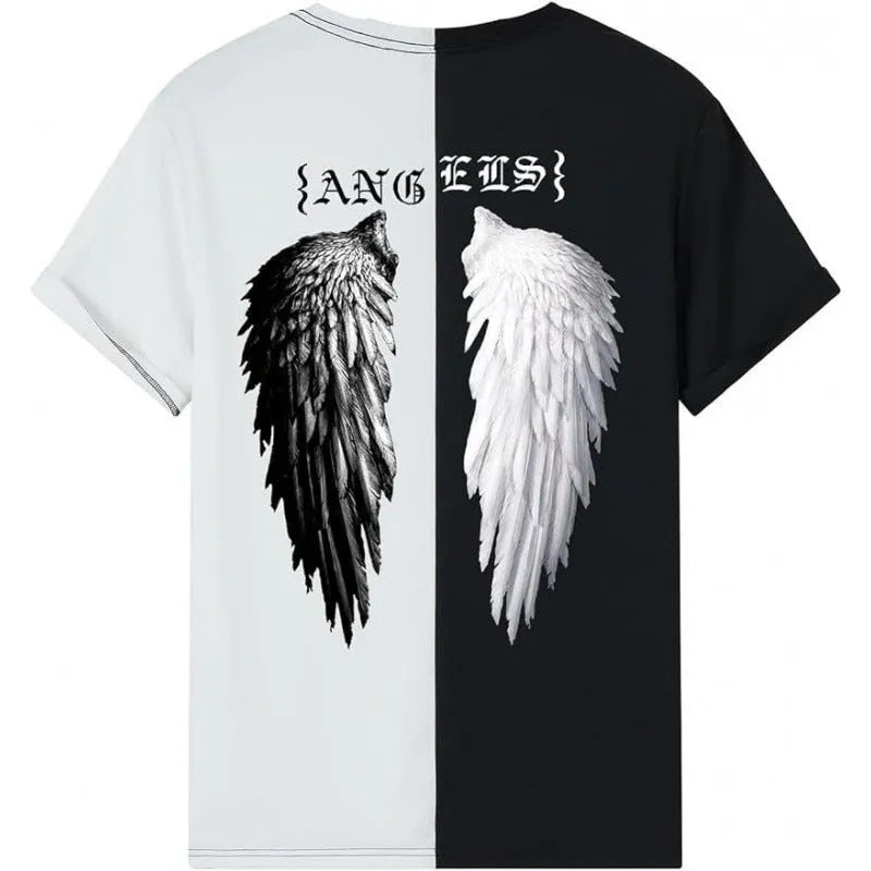 Printed men's street short-sleeved sports t-shirt with digital pattern design