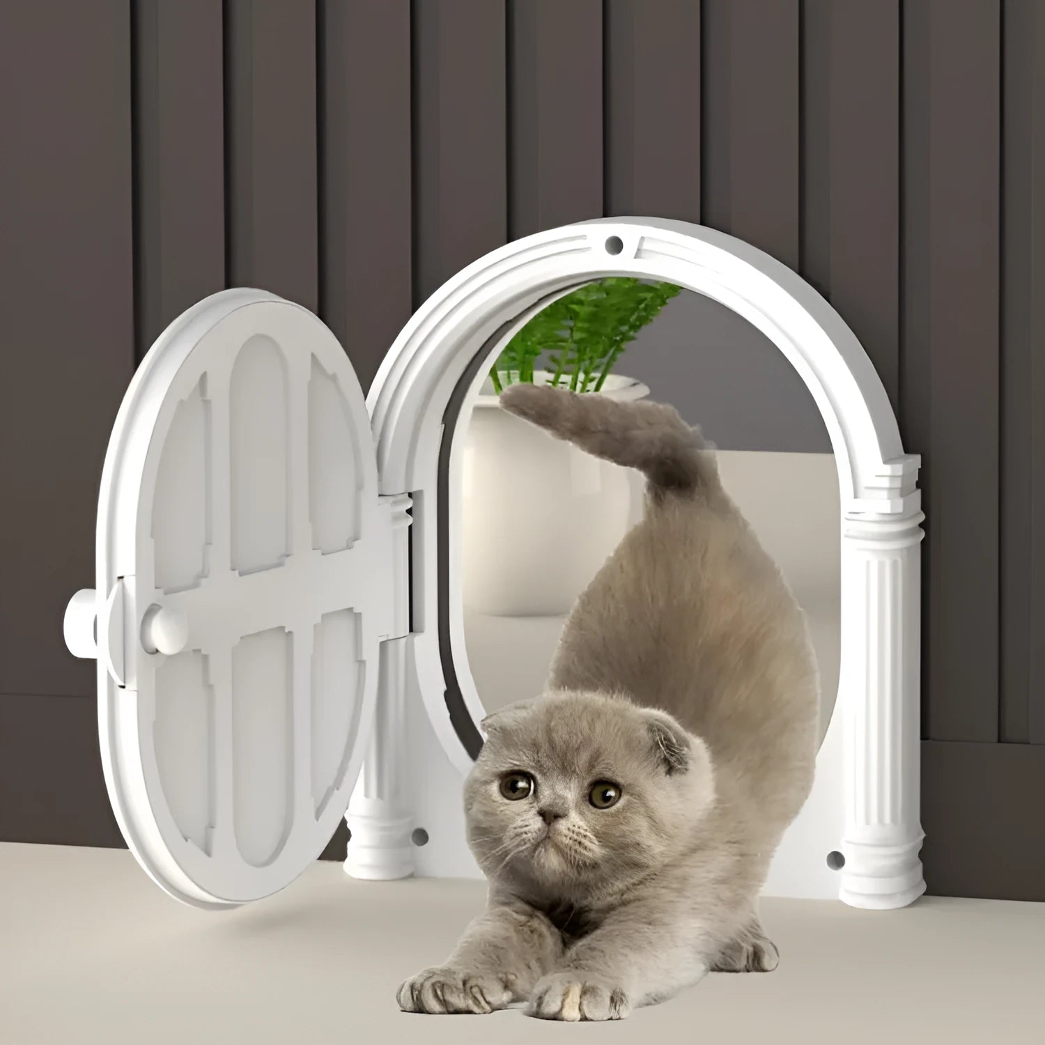 Home Simple plastic pet door with direction control, available in white