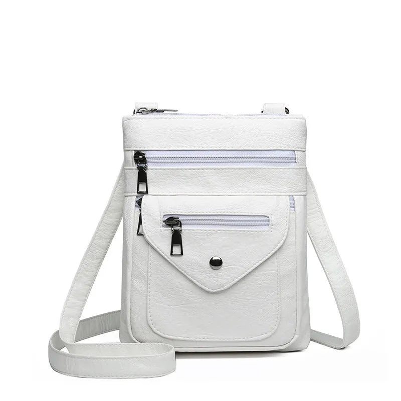Vertical square crossbody mobile phone bag in PU leather with decorative sewing lines