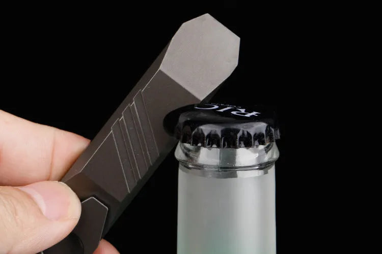 Titanium alloy multi-function crowbar tool with bottle opener in gun grey or stone wash finish