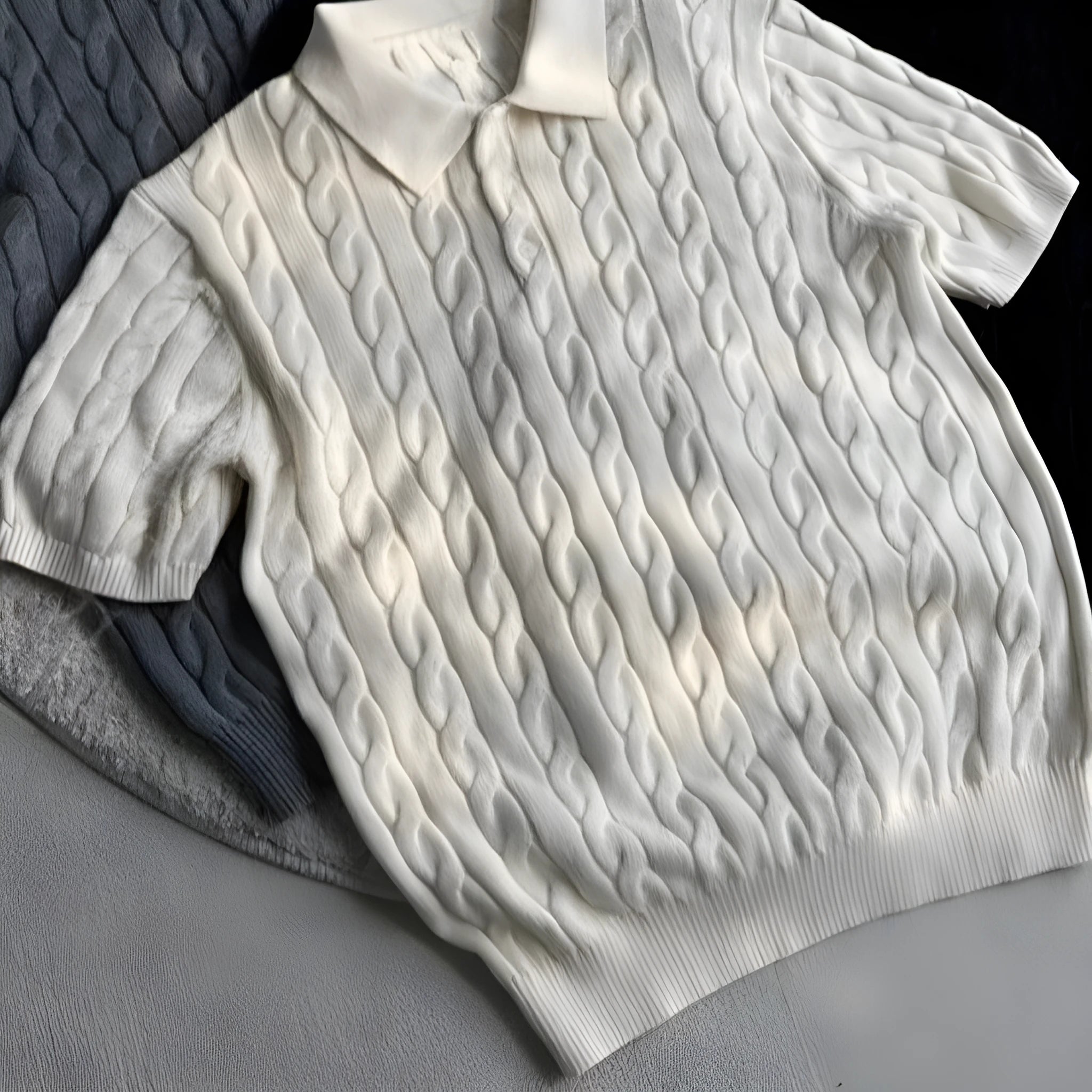 Long staple combed cotton knitted T-shirt in black, grey and light grey colours on a size chart