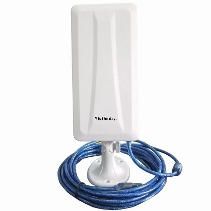 White high power USB wireless network card with Type USB connector.