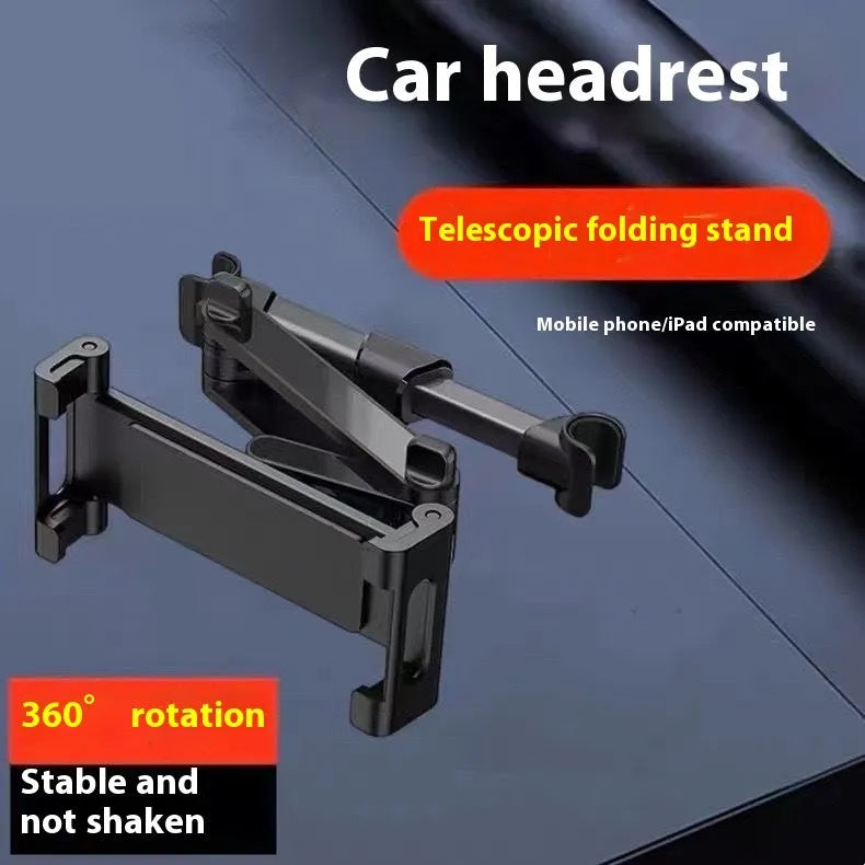 Car back seat mobile phone tablet stand in 2nd Generation Black, showing horizontal orientation with a phone inserted
