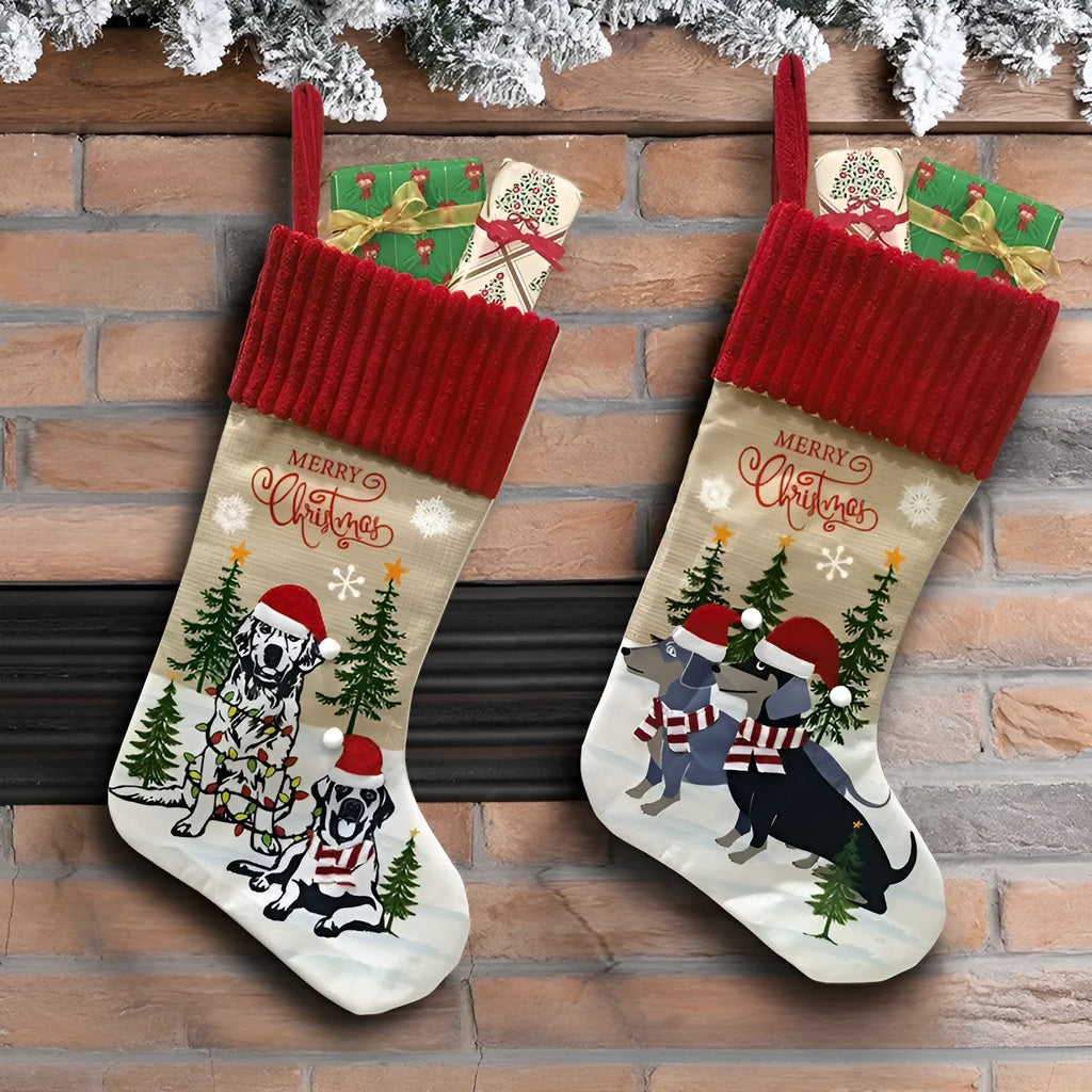Cloth Christmas tree hanging bag pendant for pets in pastoral or American style, measuring 46cm by 28cm.