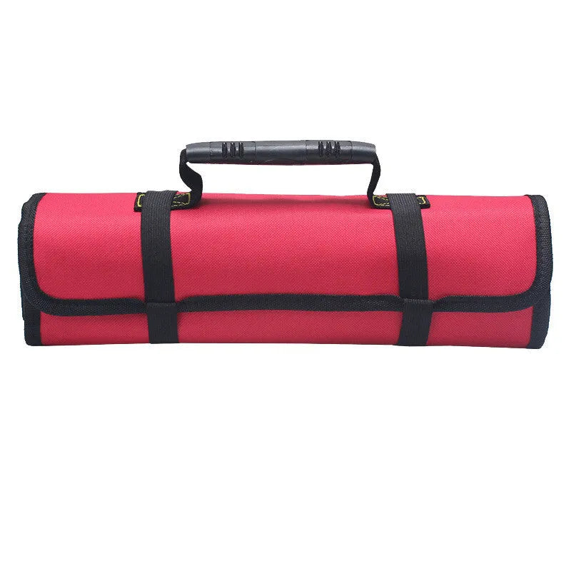 Electrician tool storage bag with reel compartment in Oxford cloth, brown colour option