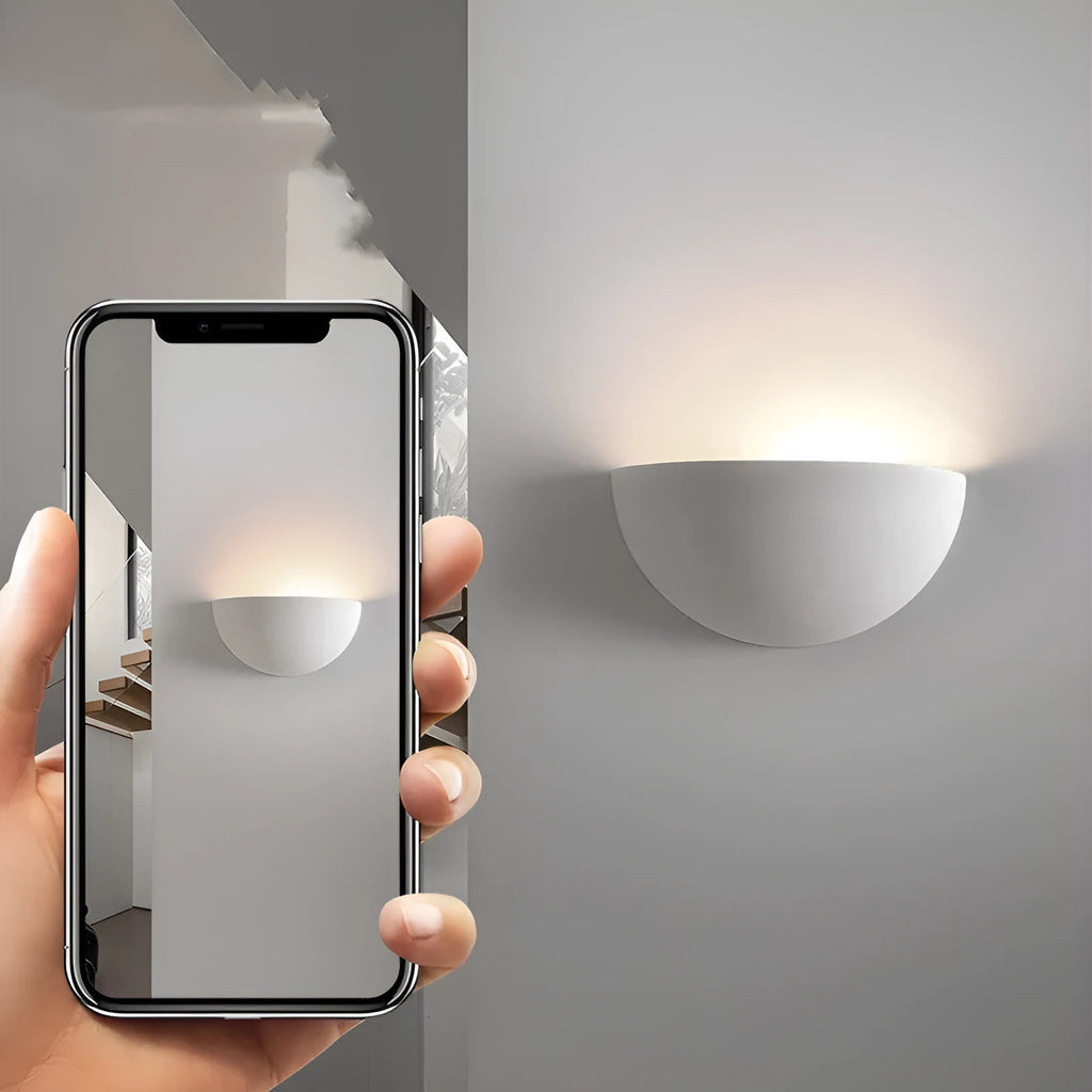 Bedside wall lamp in gypsum aluminium with switch control and E27 13W light source for bedroom or TV wall