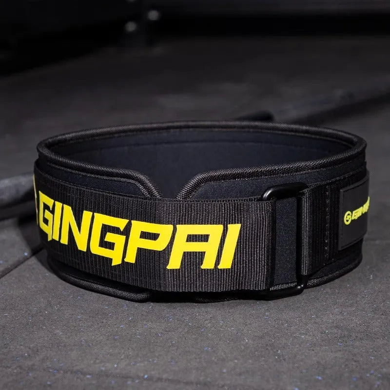 Army Green abdominal exercising and lumbar support belt for weightlifting, shown in size L.