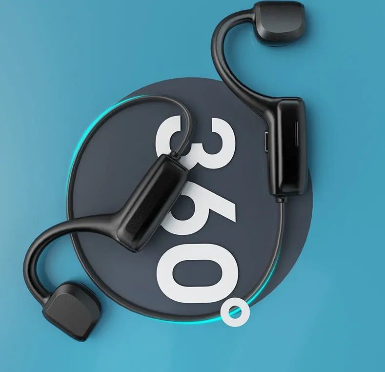 G1 wireless sports Bluetooth headset in black with earless design and split key controls on a white background