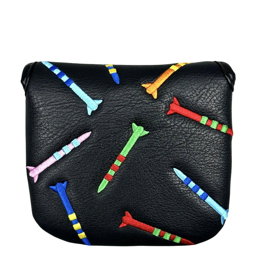Golf putter protective sleeve with rocket pattern square design in black PU leather