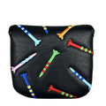 Golf putter protective sleeve with rocket pattern square design in black PU leather
