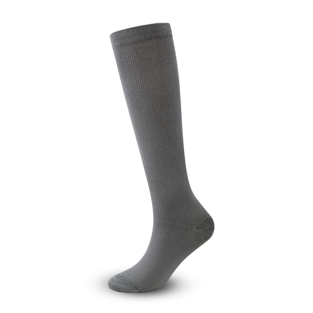 Long tube compression socks in nylon yarn, high cylinder sports style, solid colours, one pair