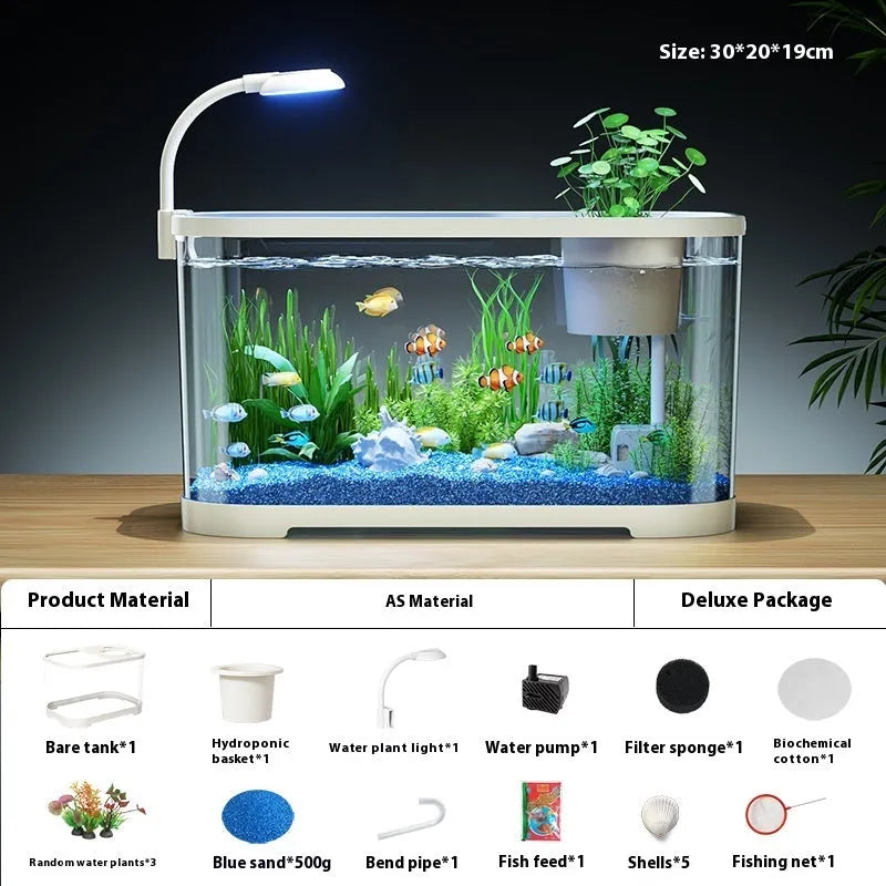 Ecological landscape filter oxygen-making integrated fish tank in luxury white or black colour