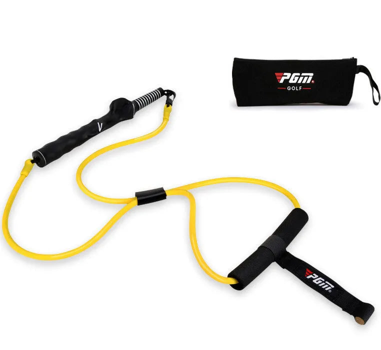 Yellow latex swing tensioner with safety door buckle and carry bag for posture fitness training